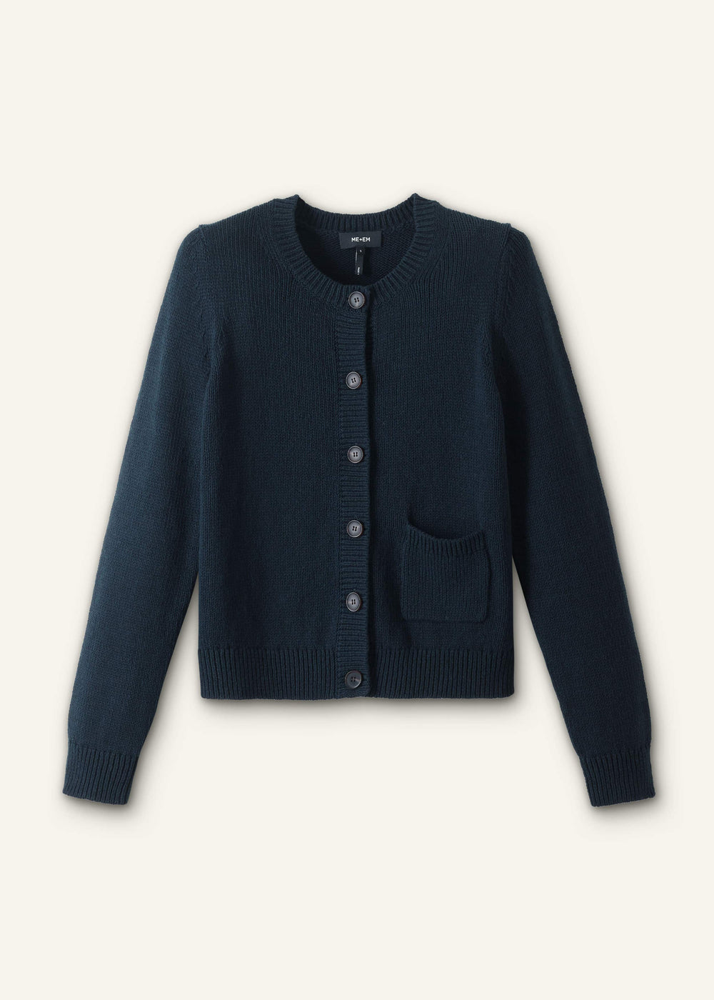 Navy Boxy Knit Straight Cardigan