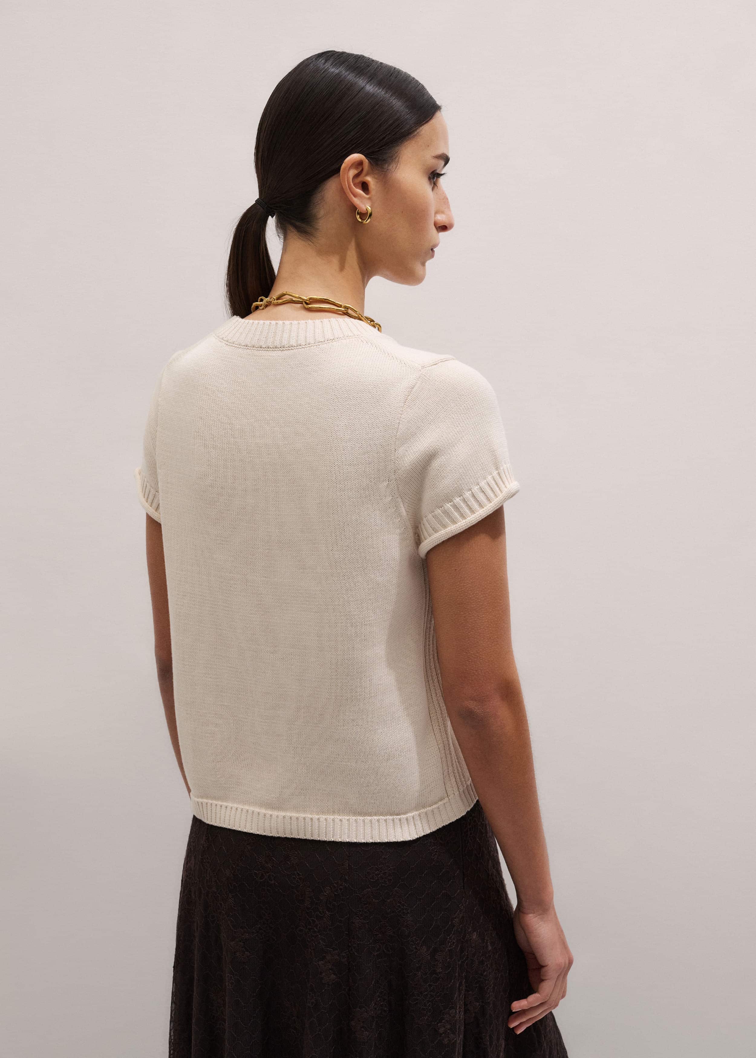 Vanilla Shrunken Straight Knit Baby Tee