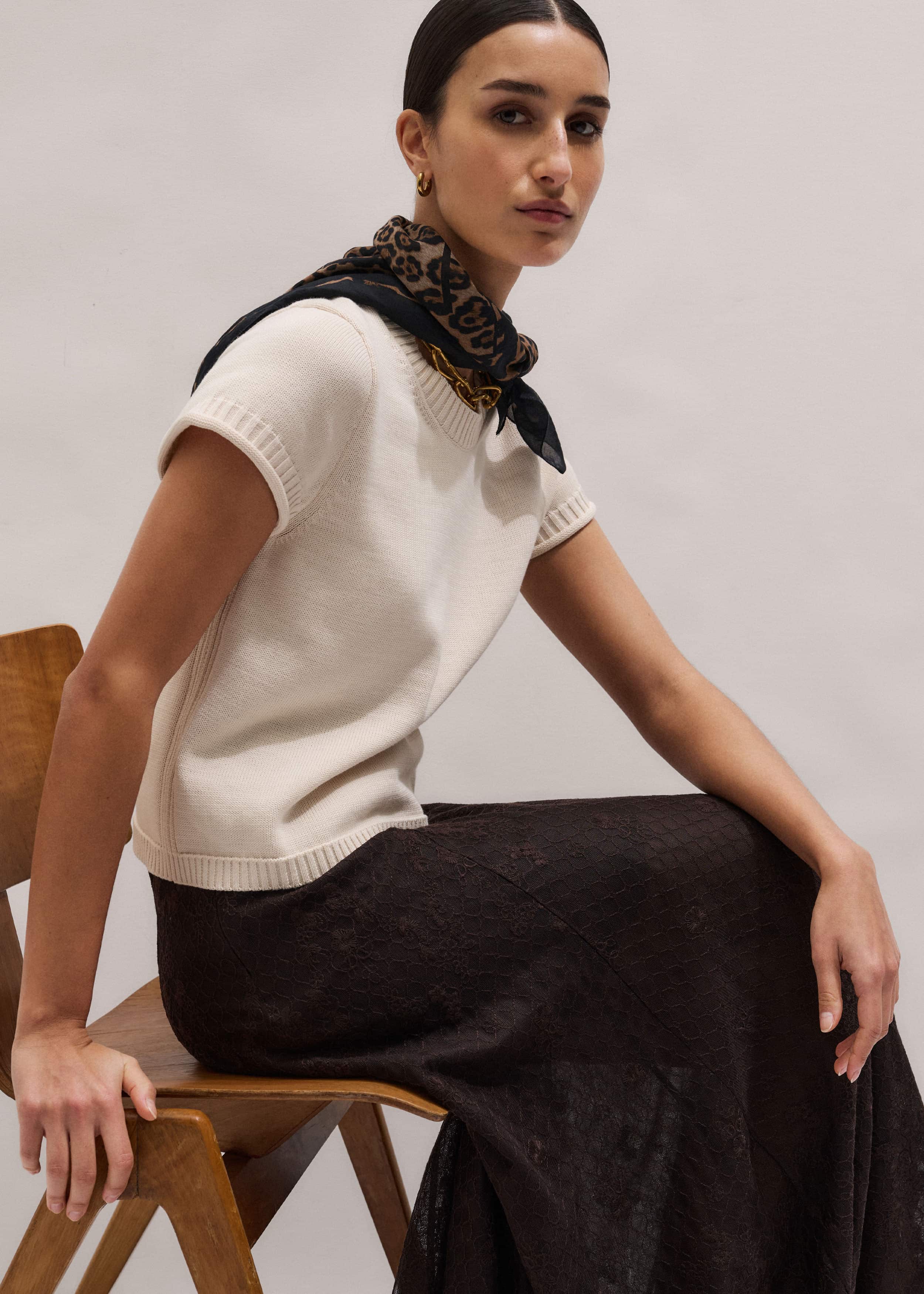 Vanilla Shrunken Straight Knit Baby Tee