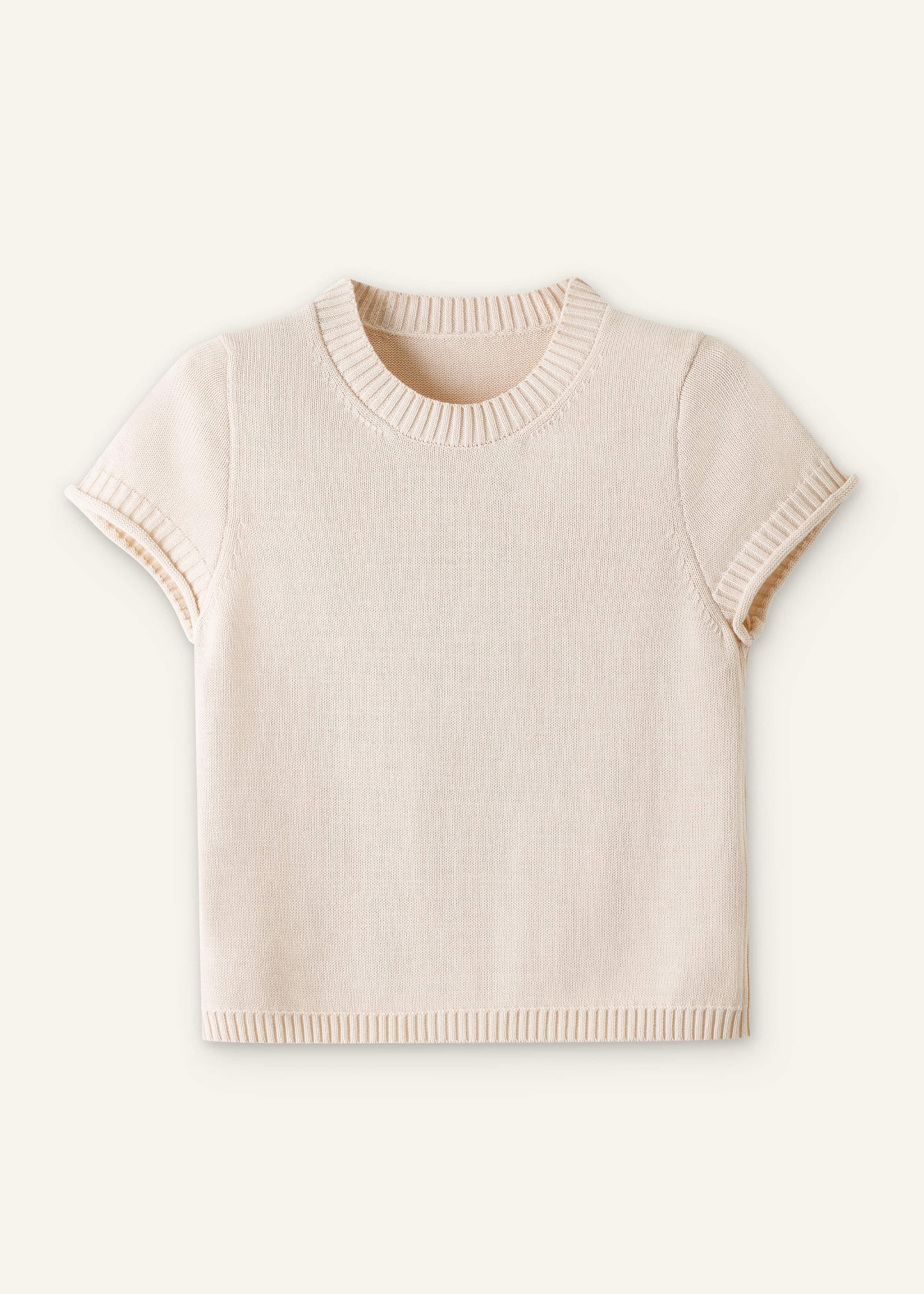 Vanilla Shrunken Straight Knit Baby Tee
