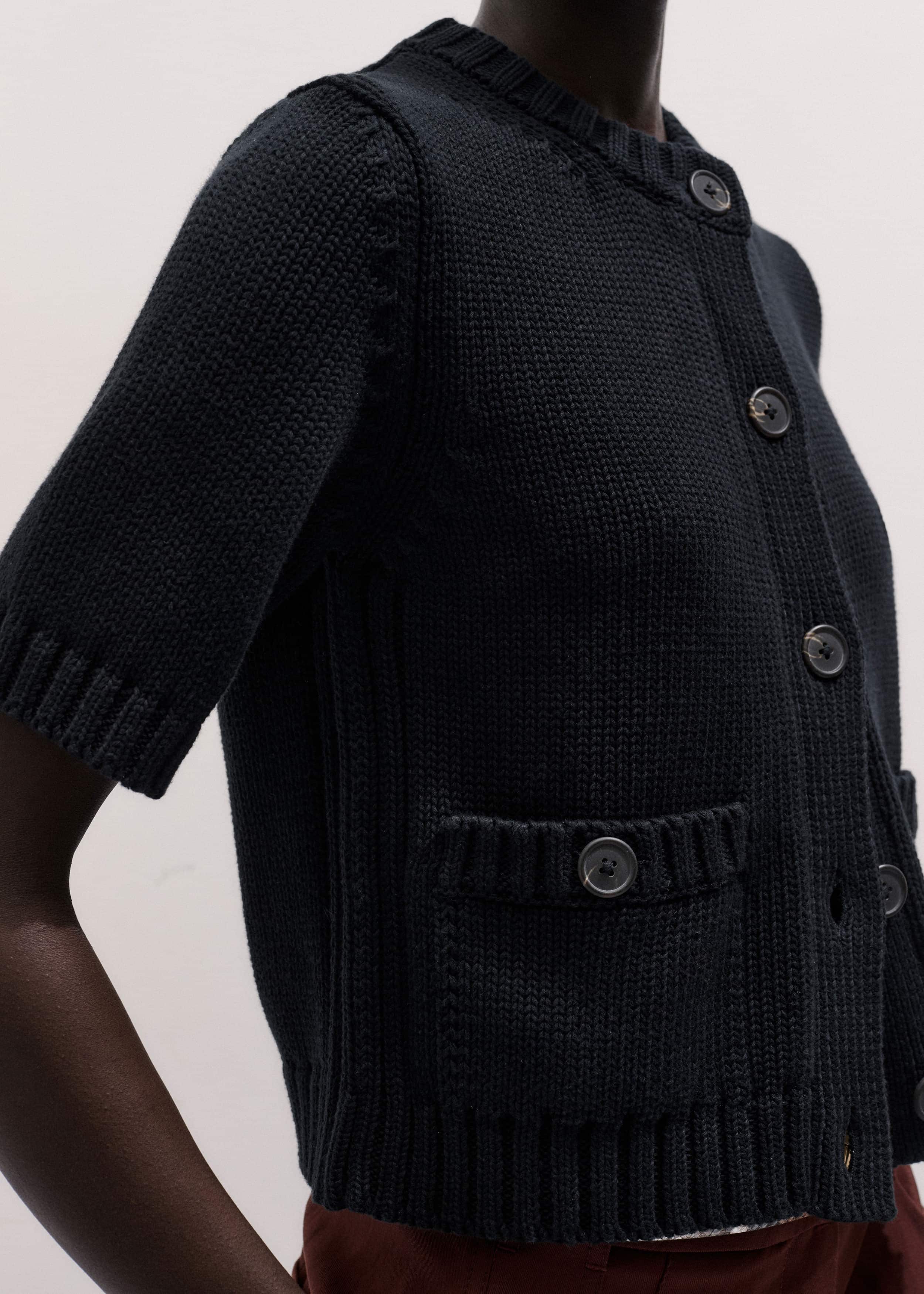 Black Straight Knit Cardigan