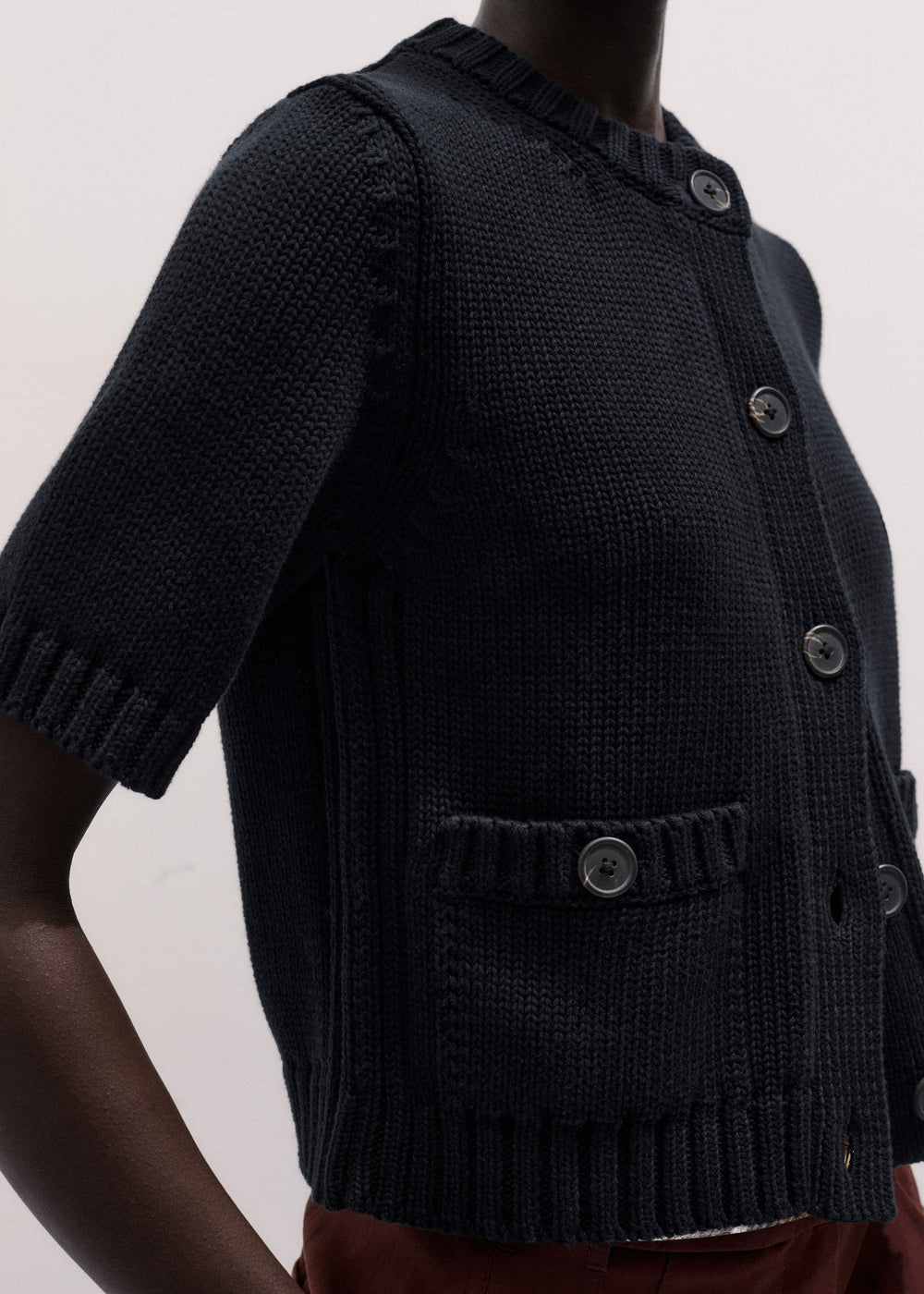 Black Straight Knit Cardigan
