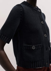 Black Straight Knit Cardigan