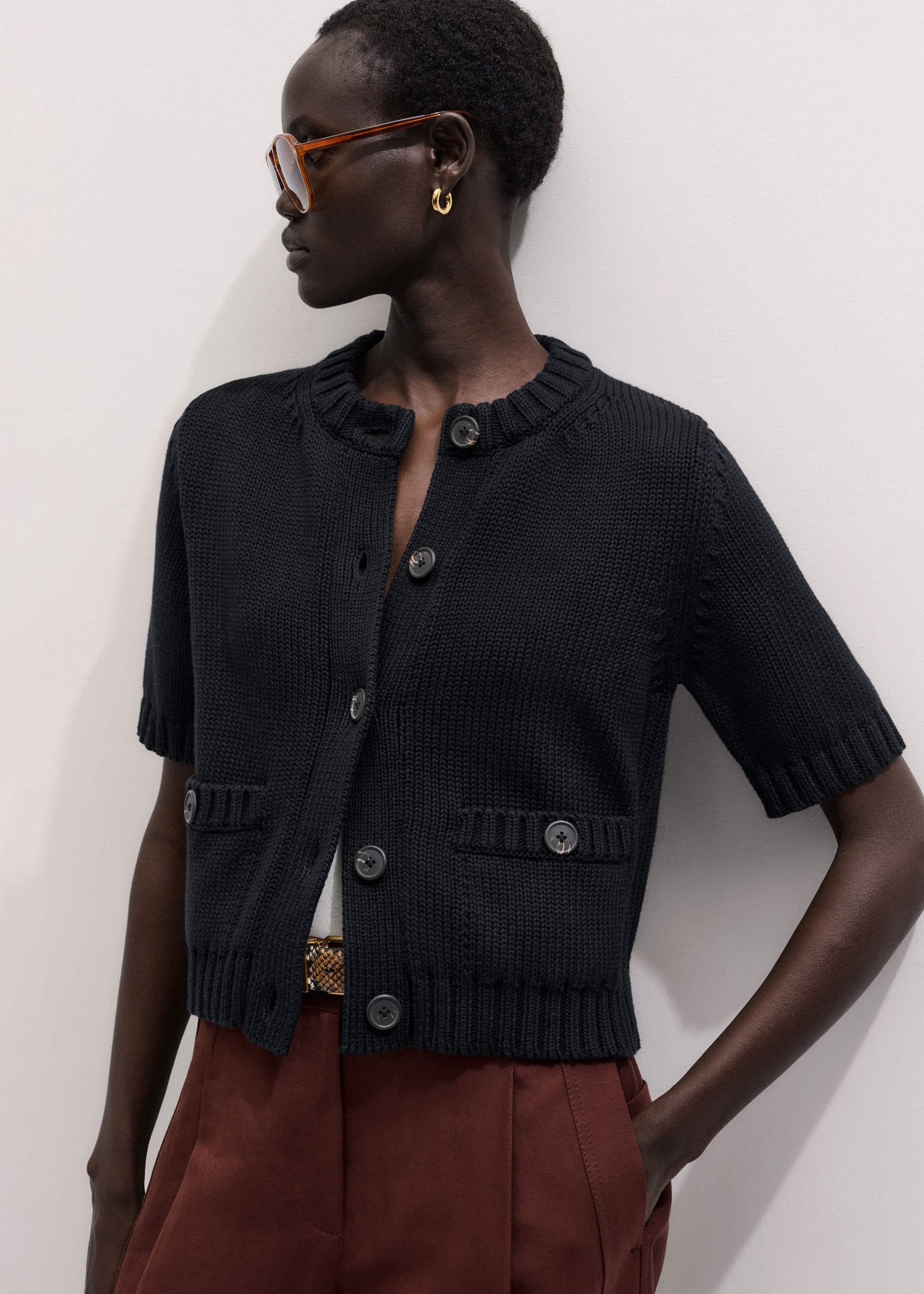 Black Straight Knit Cardigan