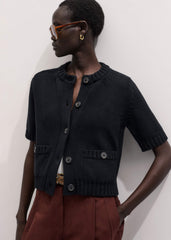 Black Straight Knit Cardigan