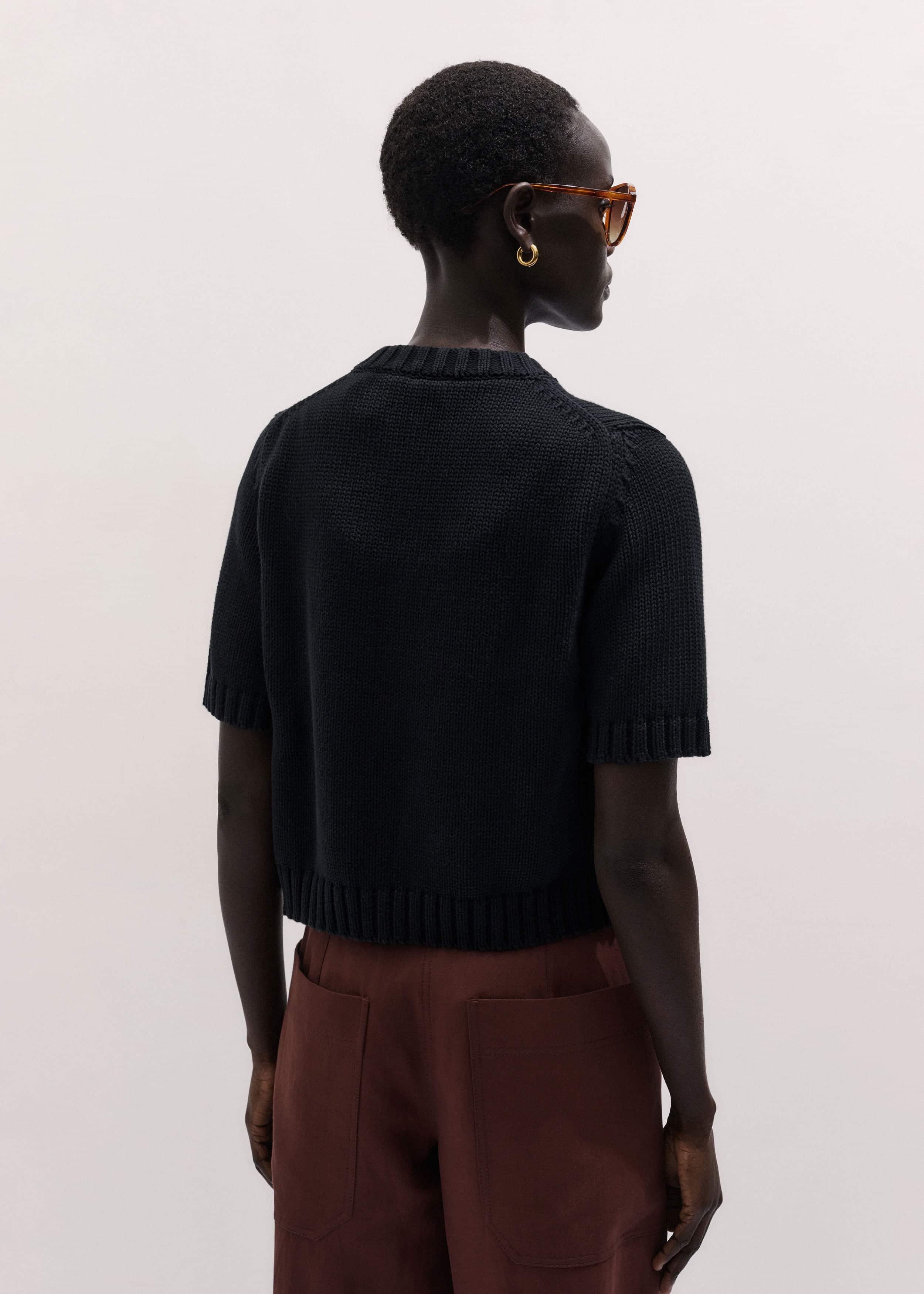 Black Straight Knit Cardigan