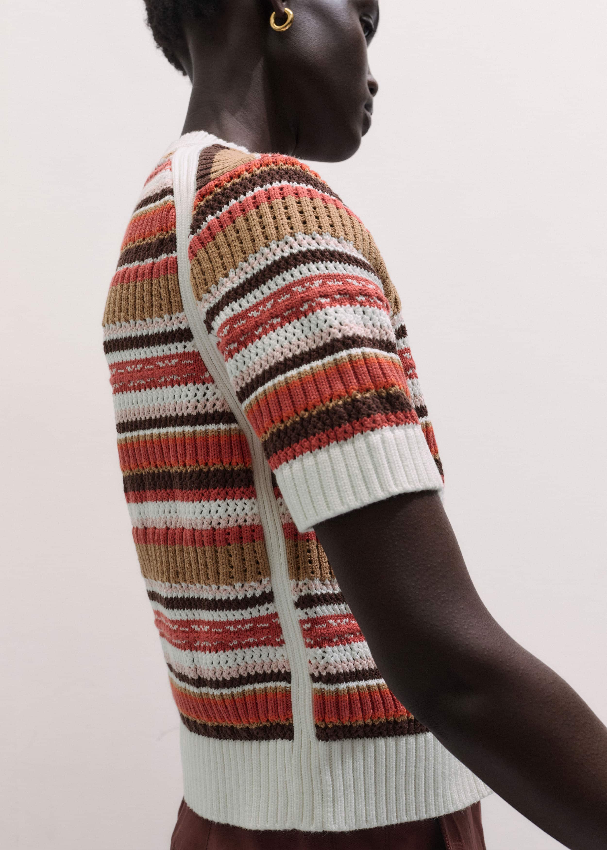 Cinnamon Brown Double Zip Knit Tee