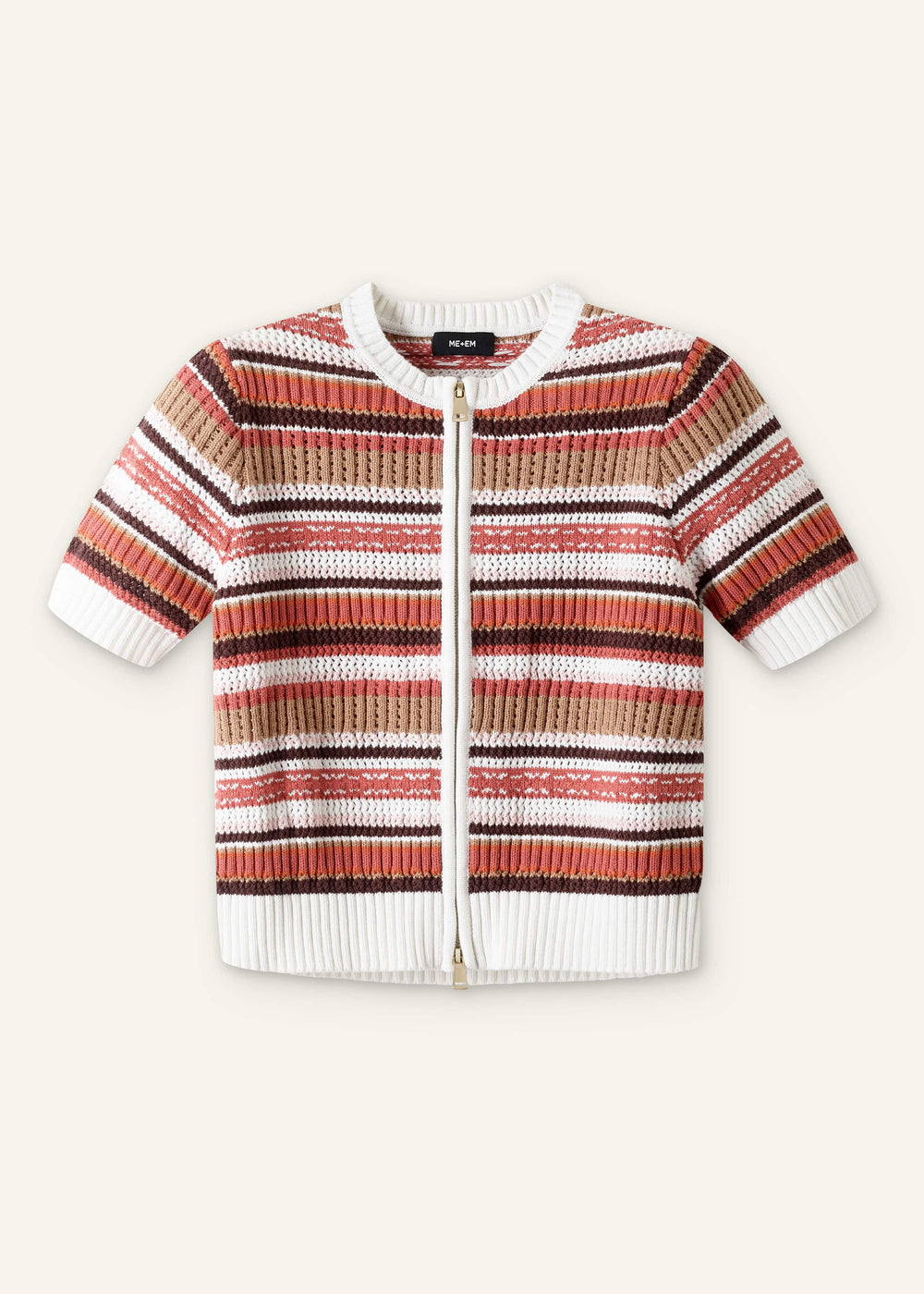 Cinnamon Brown Double Zip Knit Tee