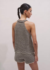 Brown Stripe Halterneck Tank