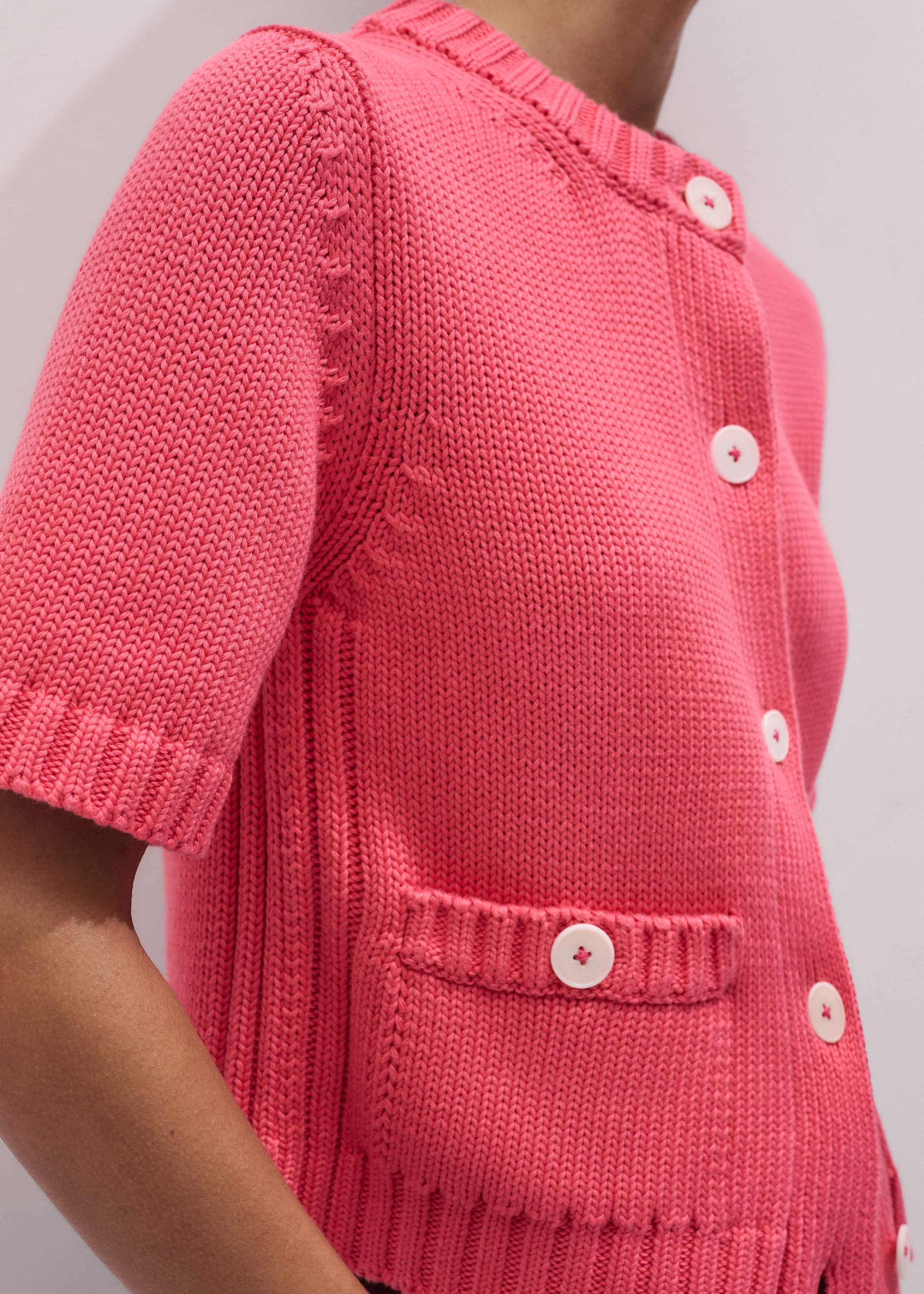 Pink Straight Knit Cardigan