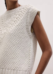 Cream Relaxed Knit Vest