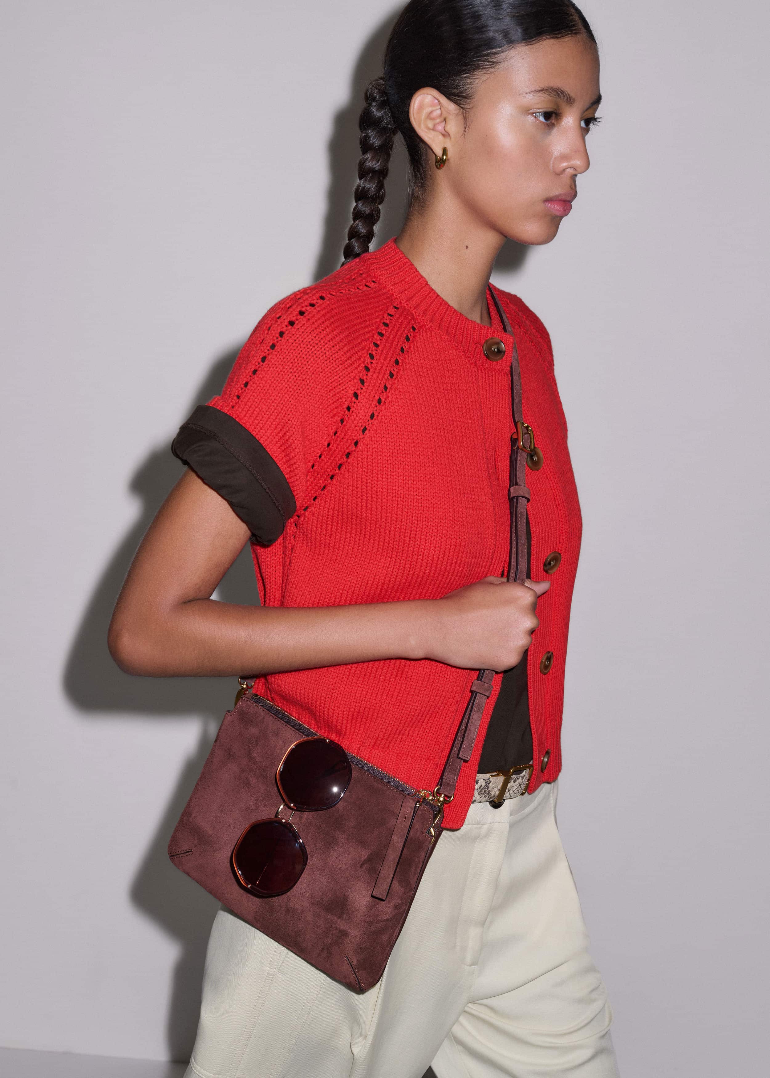 Red Short Sleeve Cardigan