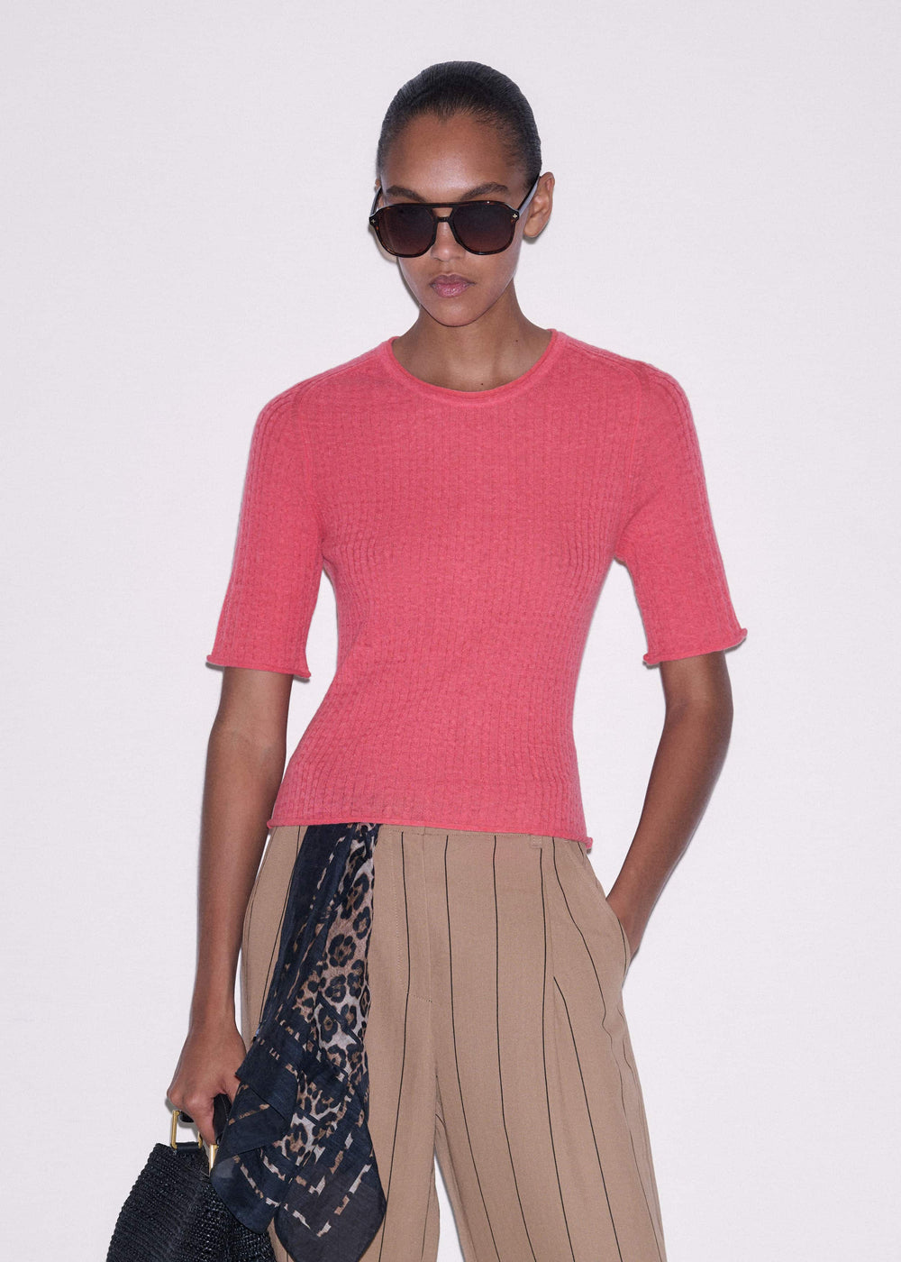 Pink Lofty Cable Slim Tee