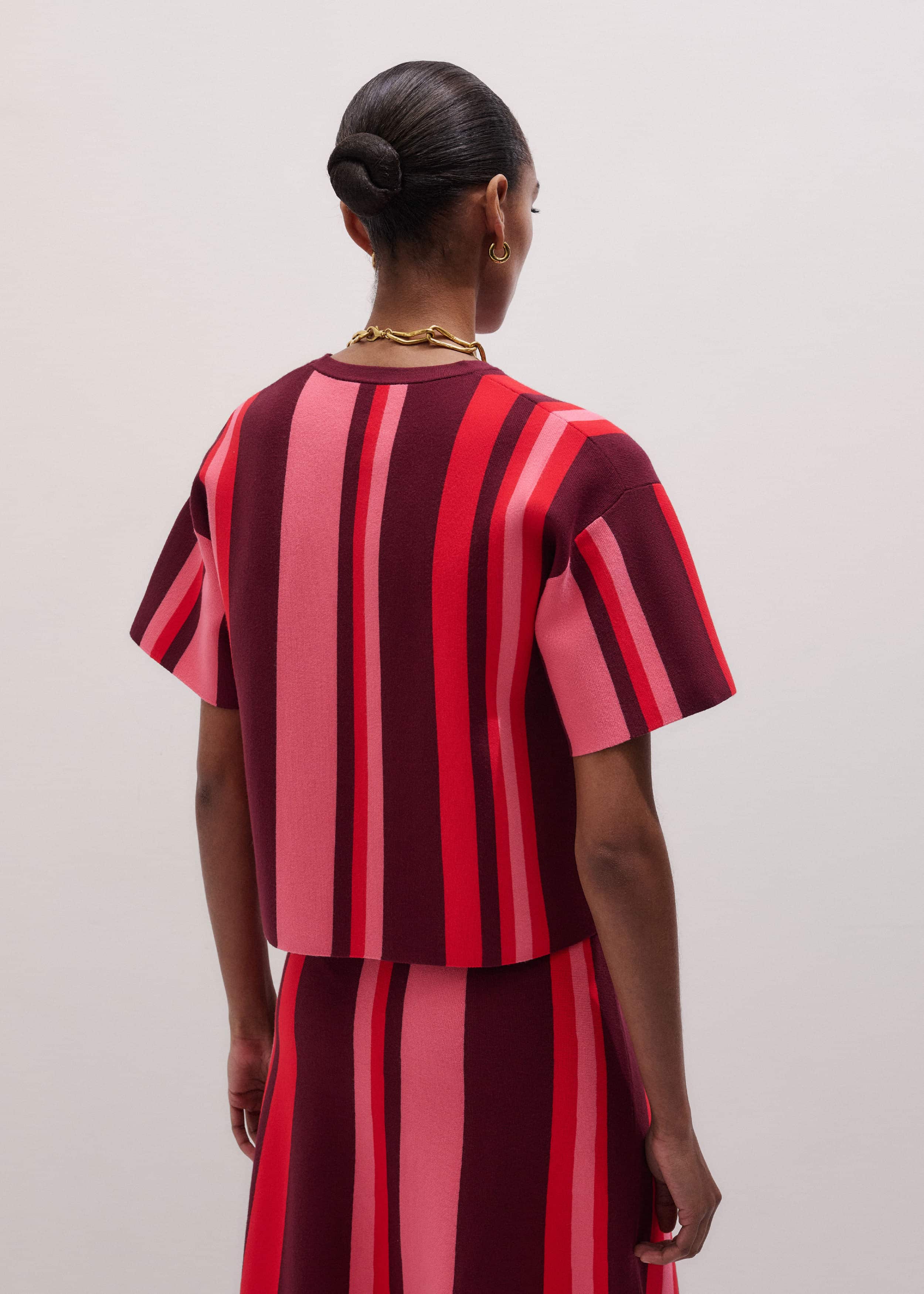 Pink Milano Stripe Relaxed Knit Tee