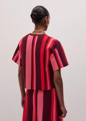 Pink Milano Stripe Relaxed Knit Tee