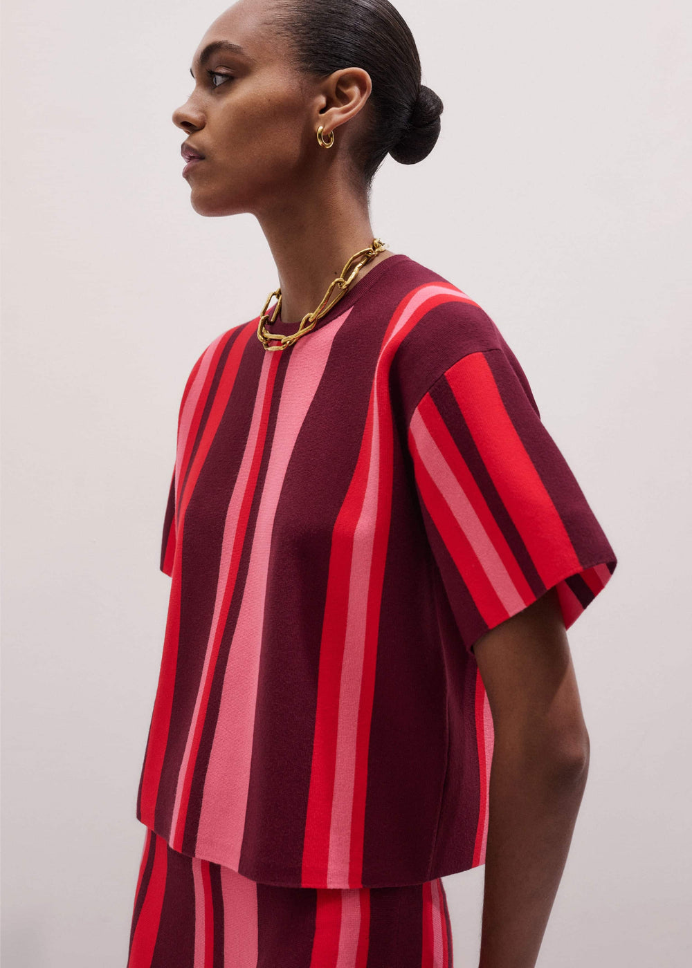Pink Milano Stripe Relaxed Knit Tee