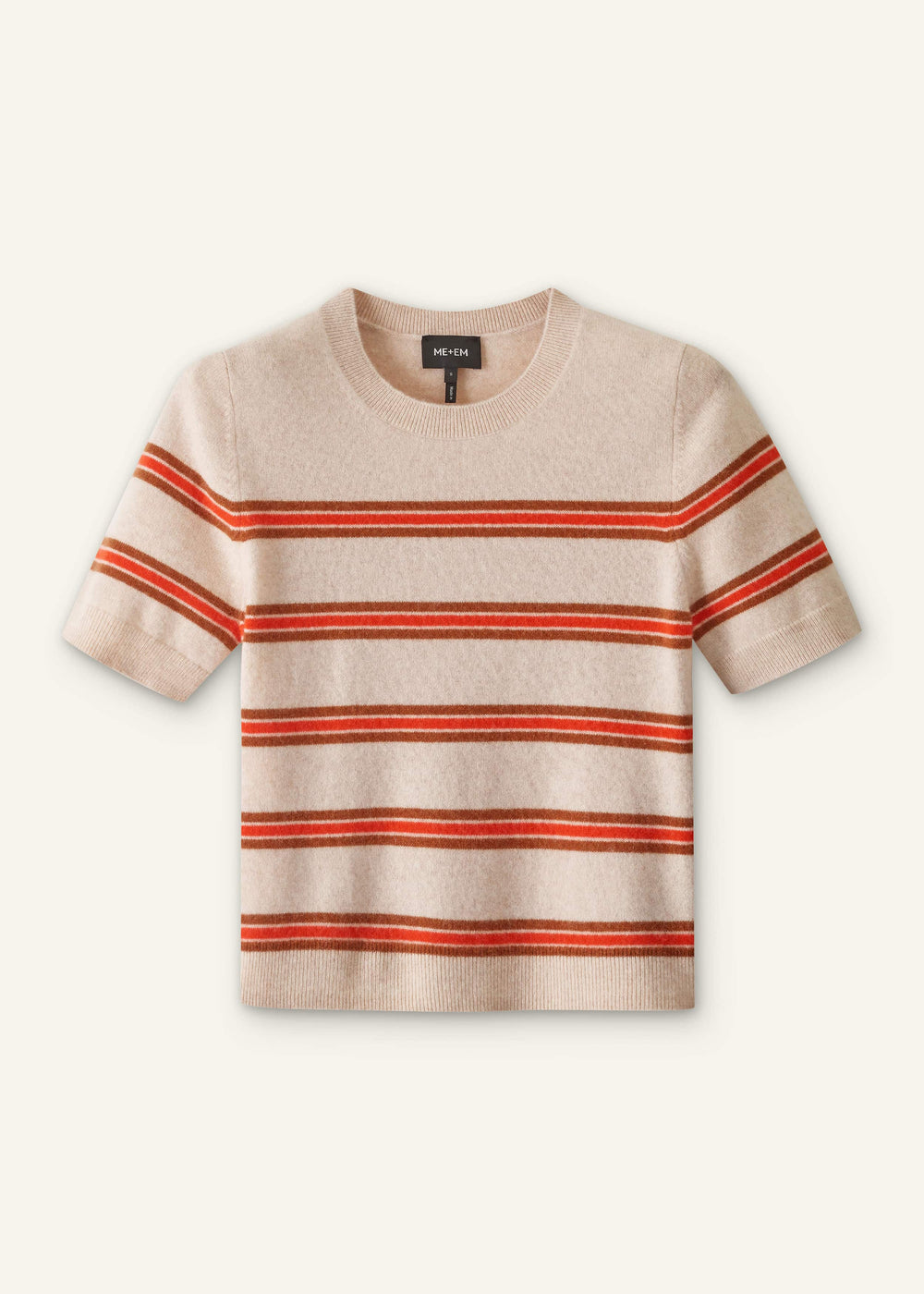 Cream Cashmere Stripe Crop Knit Tee