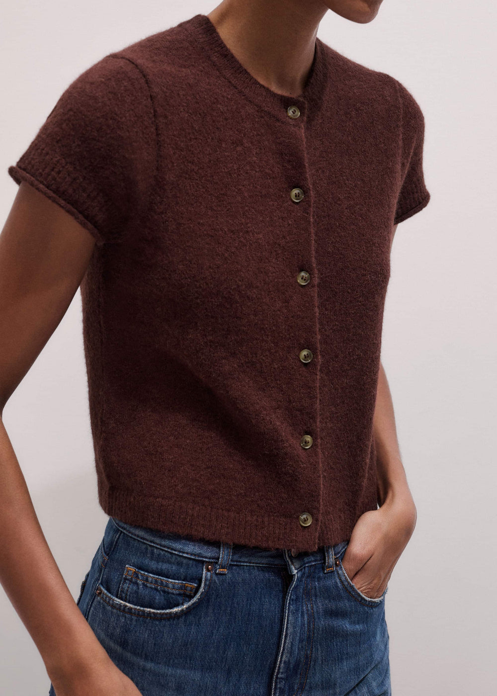 Cinnamon Alpaca Button-Through Knit Baby Tee