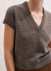 Hazelnut Merino Cashmere Silk V-Neck Baby Tee