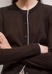 Brown Barely There Contrast Slim Cardigan