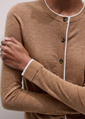 Camel Brown Barely There Contrast Slim Cardigan