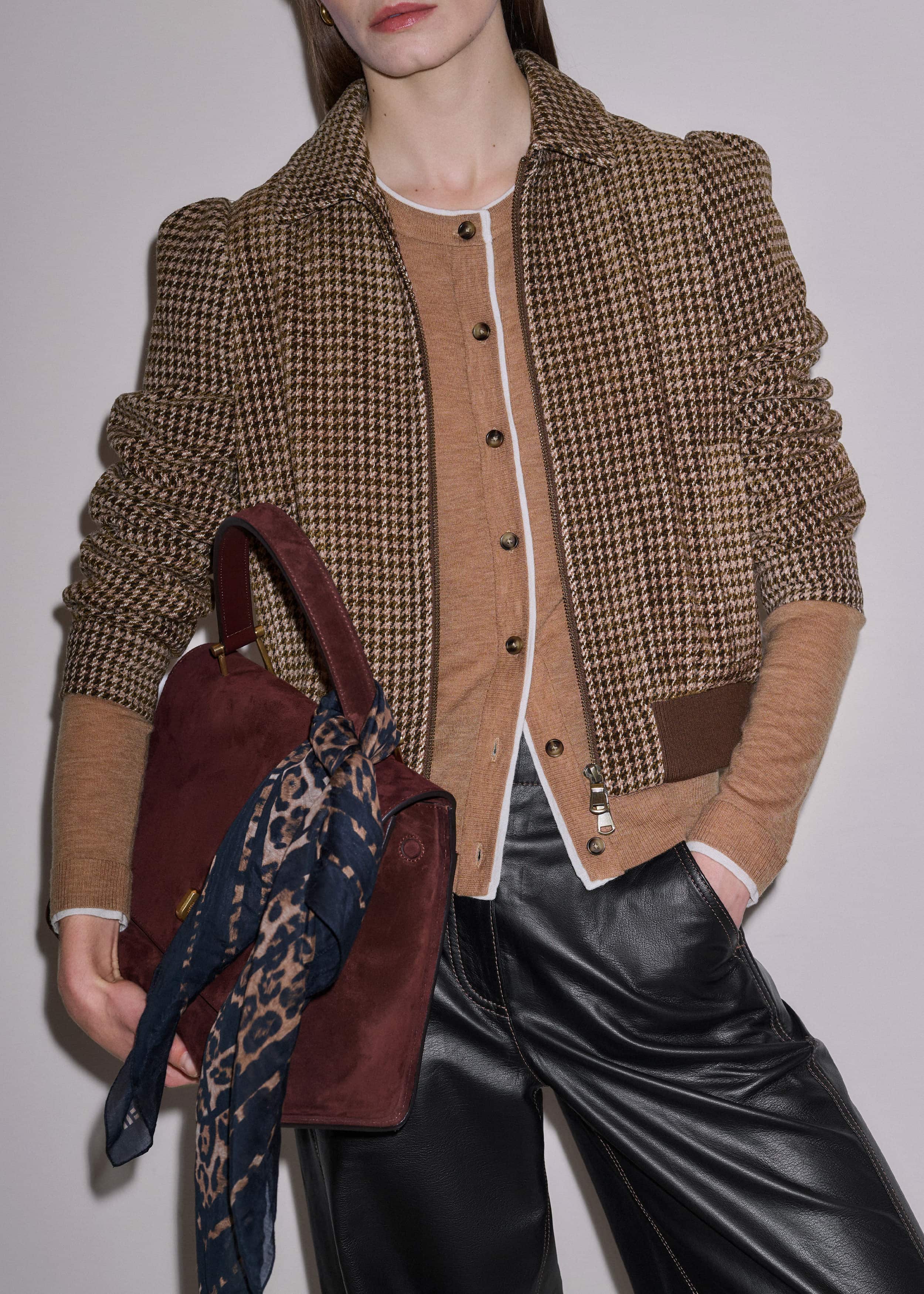 Camel Brown Barely There Contrast Slim Cardigan