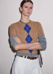 Brown Fine Argyle Slim Tee