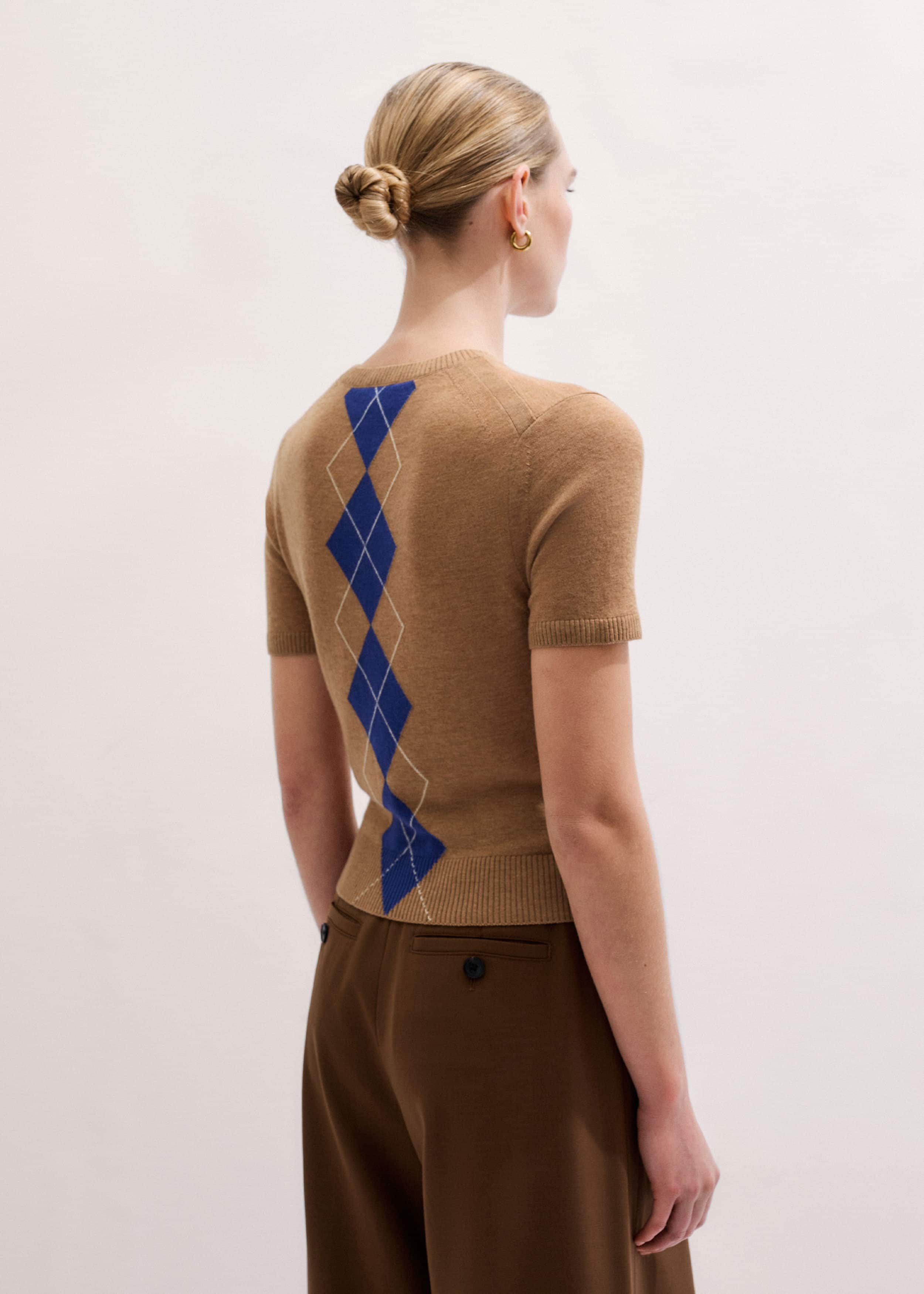 Brown Fine Argyle Slim Tee