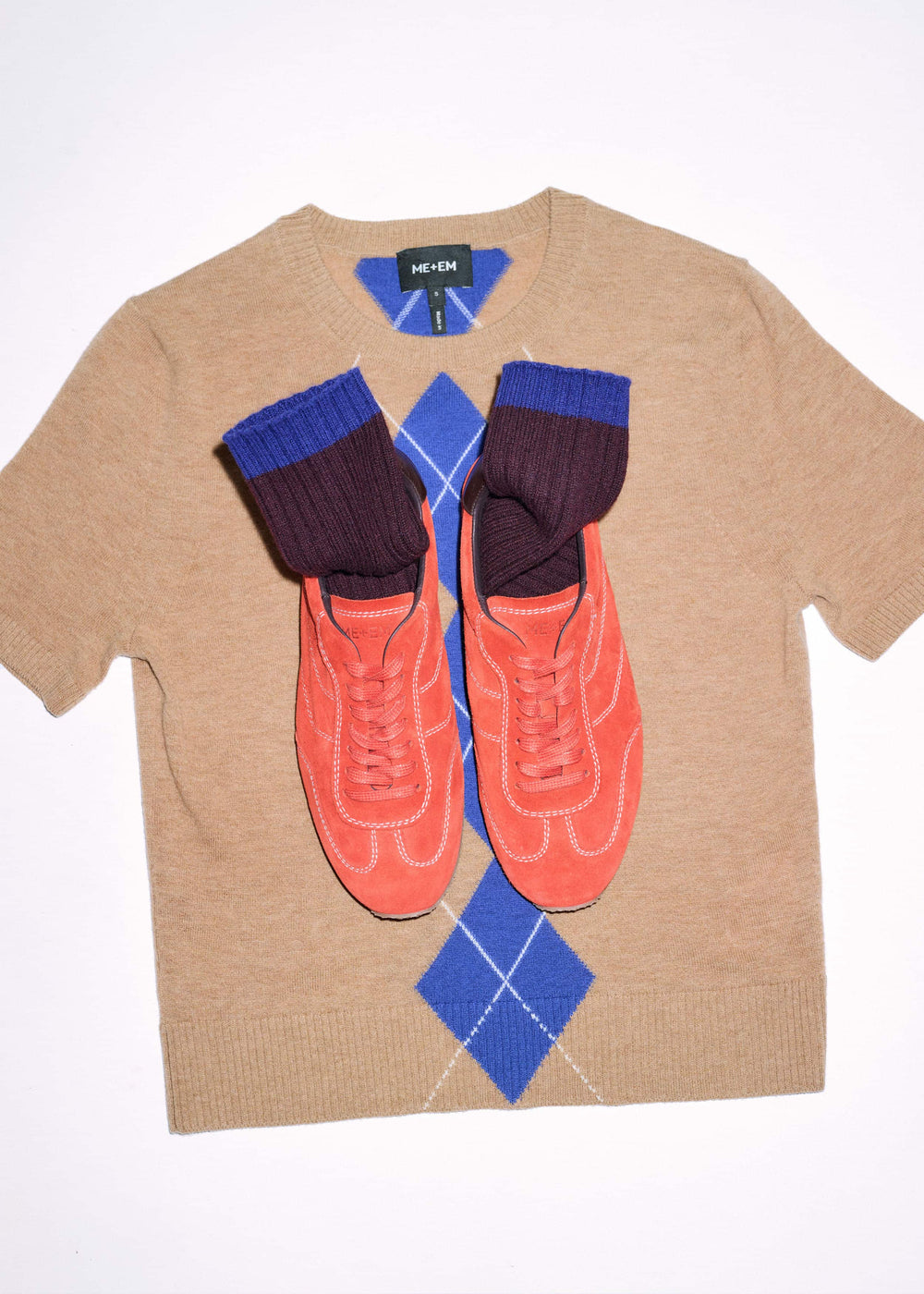 Brown Fine Argyle Slim Tee