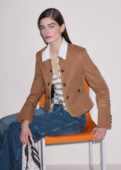 Cream Two-Way Zip Stripe Slim Tee
