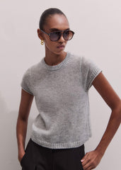 Gray Merino Cashmere Silk Straight Baby Tee