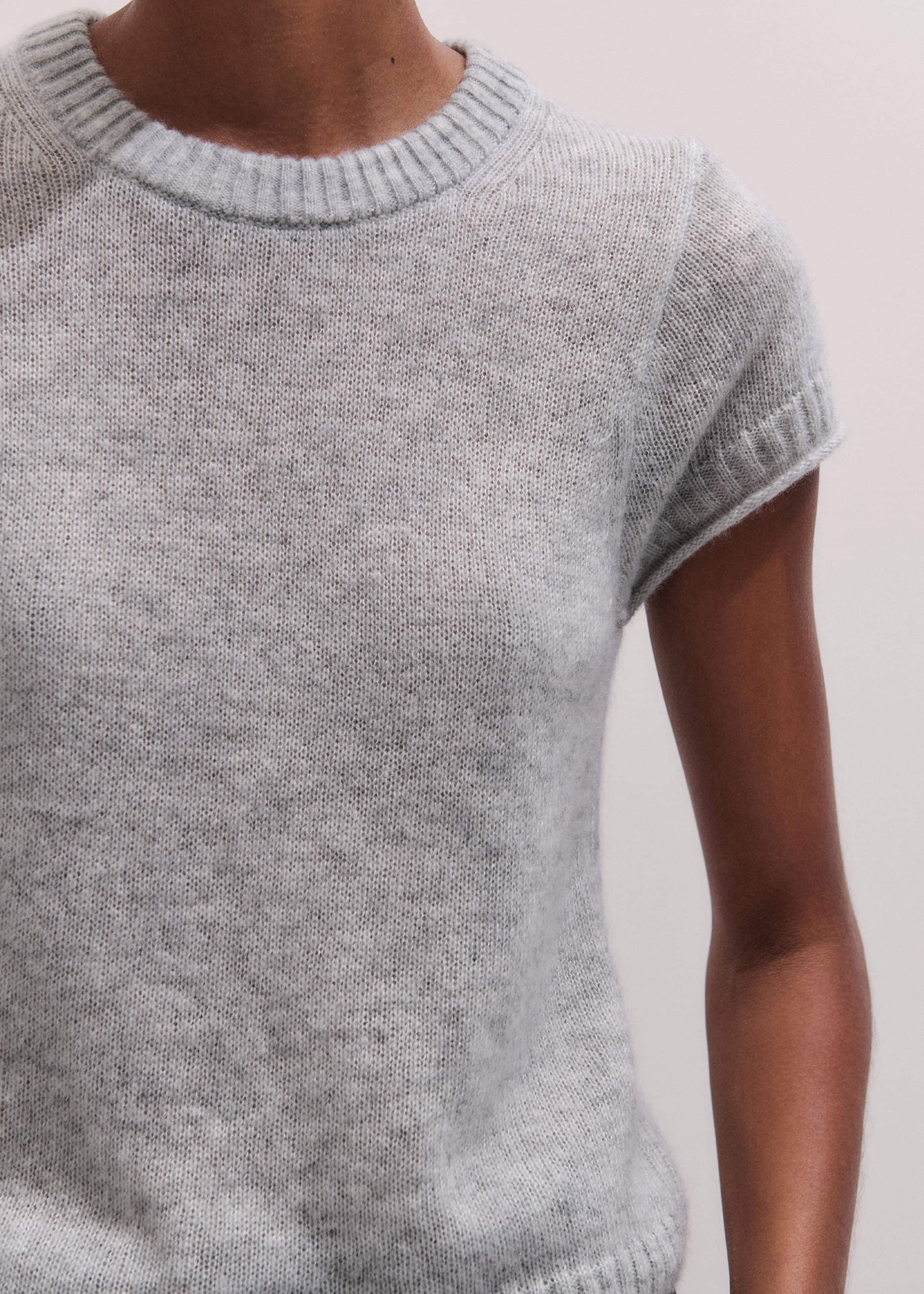 Gray Merino Cashmere Silk Straight Baby Tee