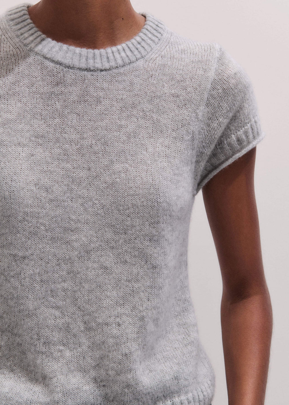 Gray Merino Cashmere Silk Straight Baby Tee