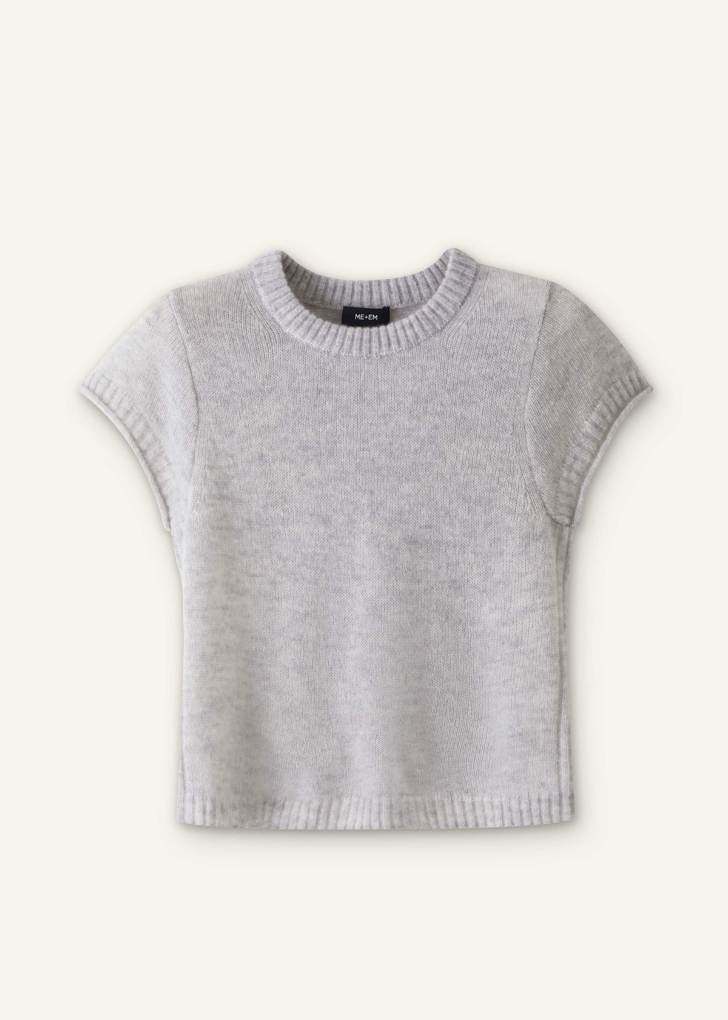 Gray Merino Cashmere Silk Straight Baby Tee