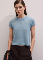 Blue Merino Cashmere Silk Straight Baby Tee