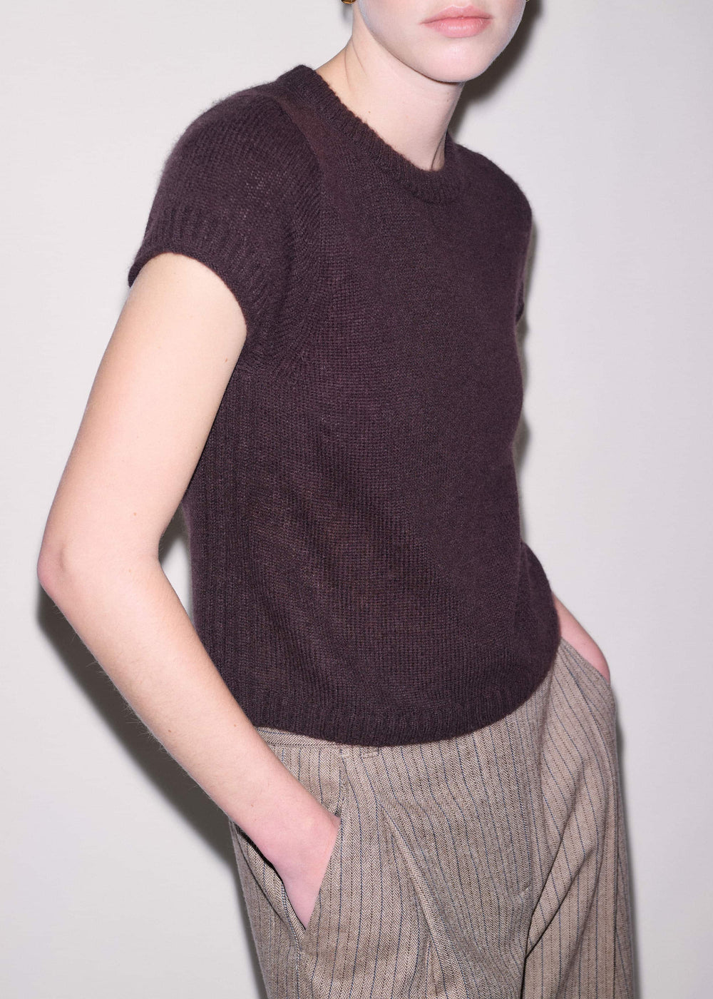 Brown Merino Cashmere Silk Straight Baby Tee