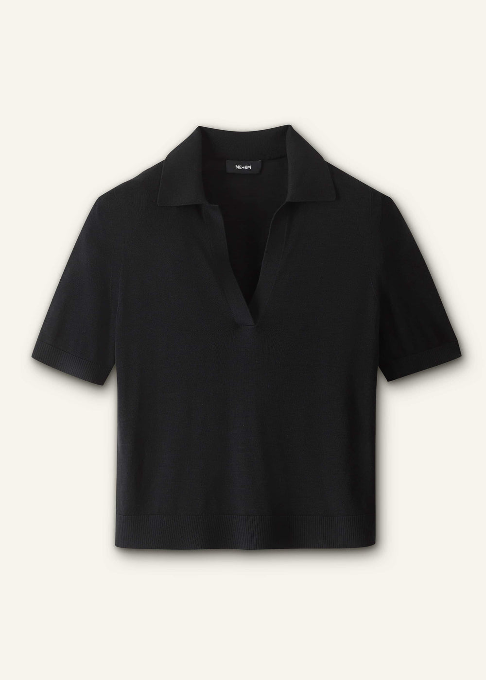 Black Silk Slim Knit Polo Tee