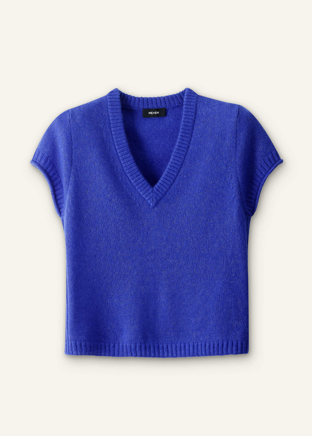 Blue Merino Cashmere Silk V-Neck Baby Tee