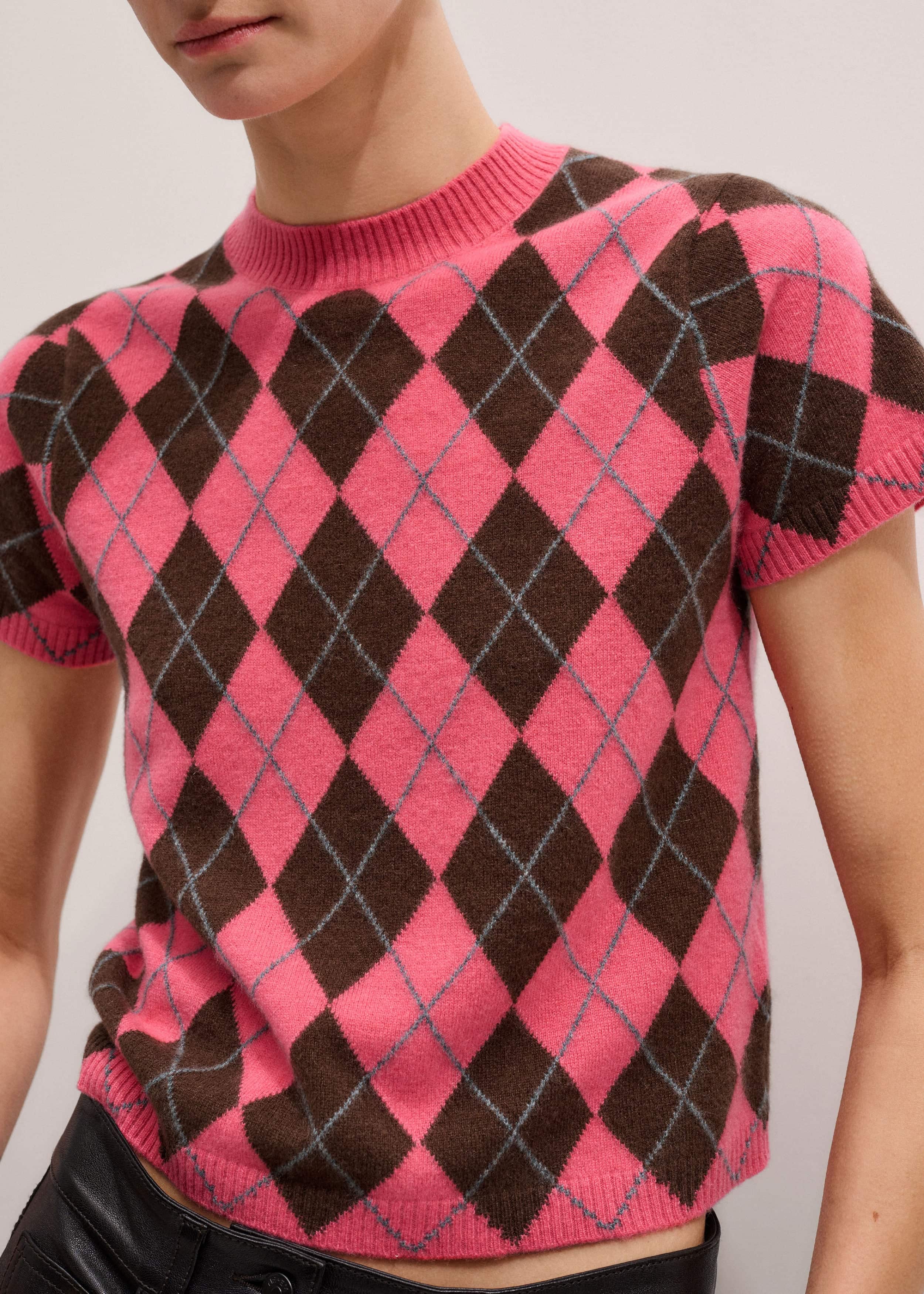 Pink Cashmere Argyle Knit Baby Tee