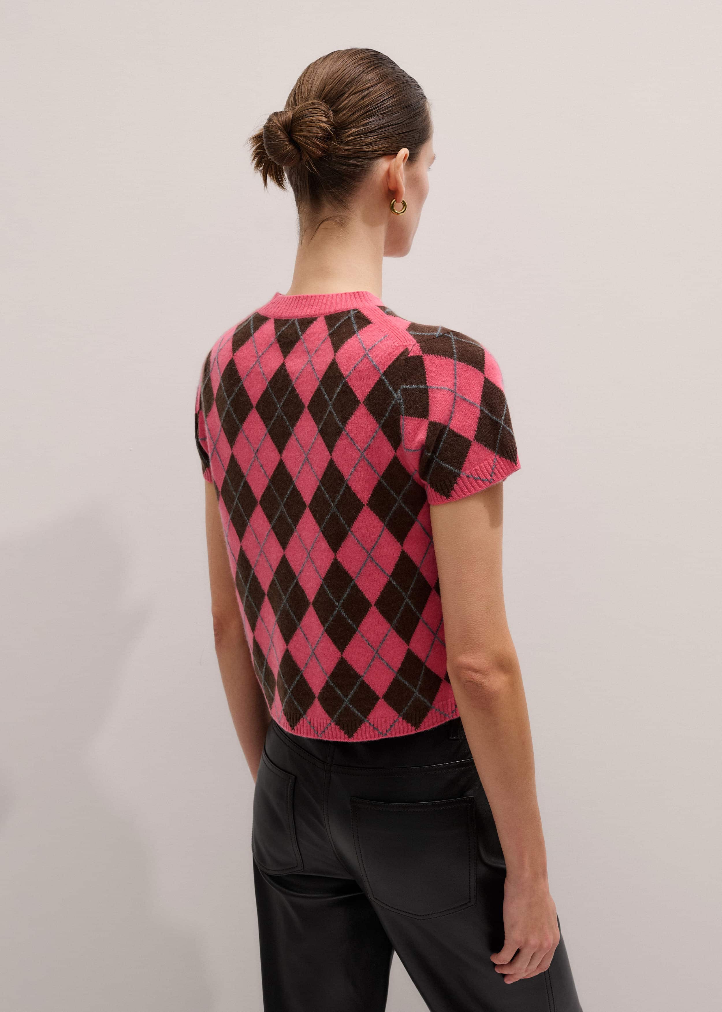 Pink Cashmere Argyle Knit Baby Tee