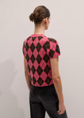 Pink Cashmere Argyle Knit Baby Tee