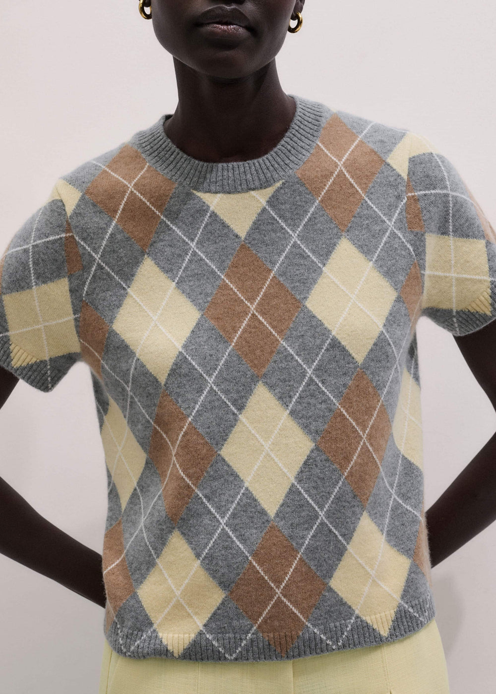 Yellow Cashmere Argyle Baby Tee