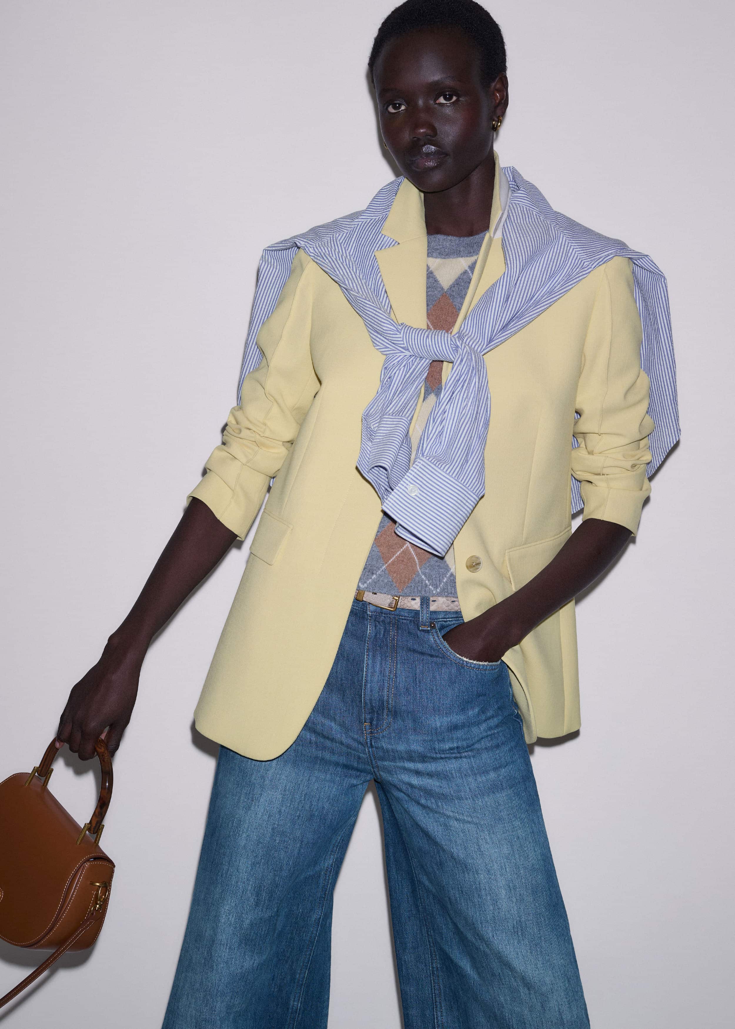 Yellow Cashmere Argyle Baby Tee