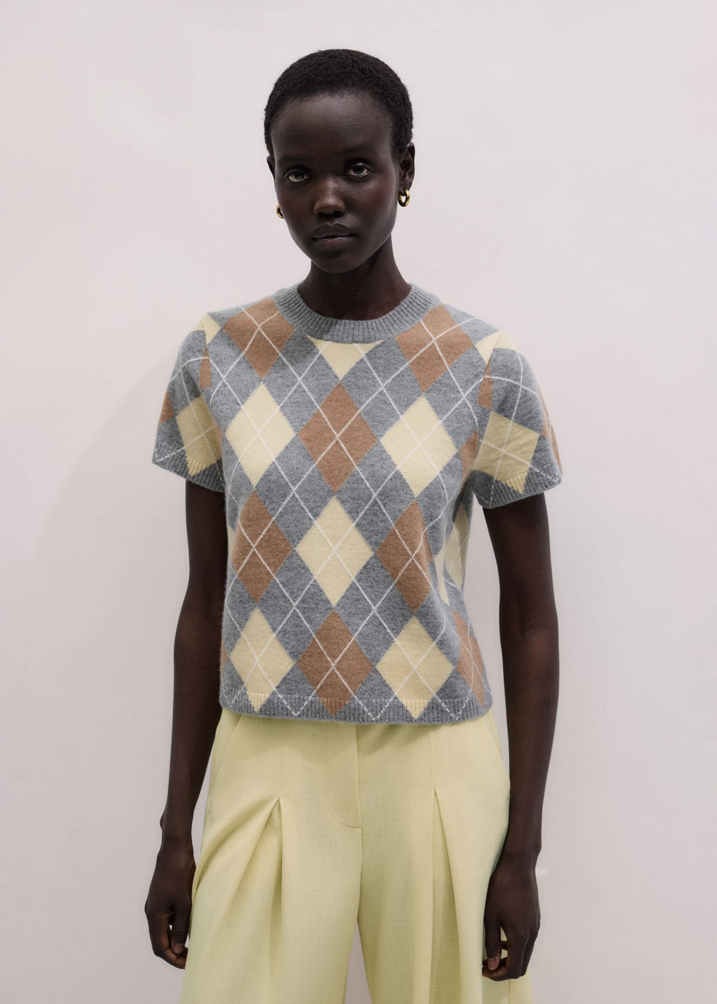 Yellow Cashmere Argyle Baby Tee