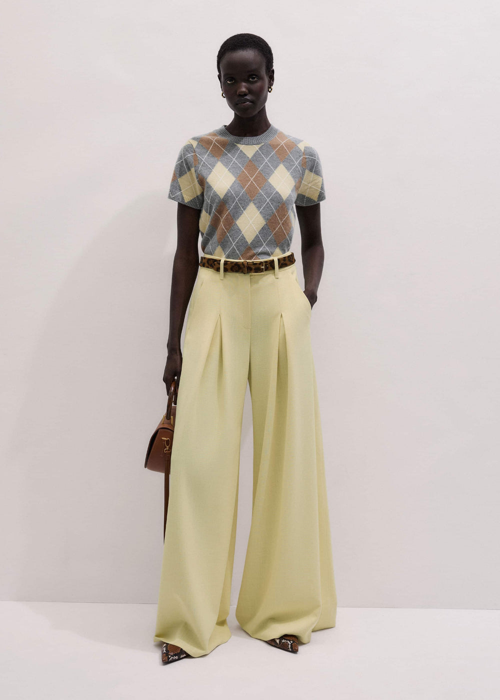 Yellow Cashmere Argyle Baby Tee
