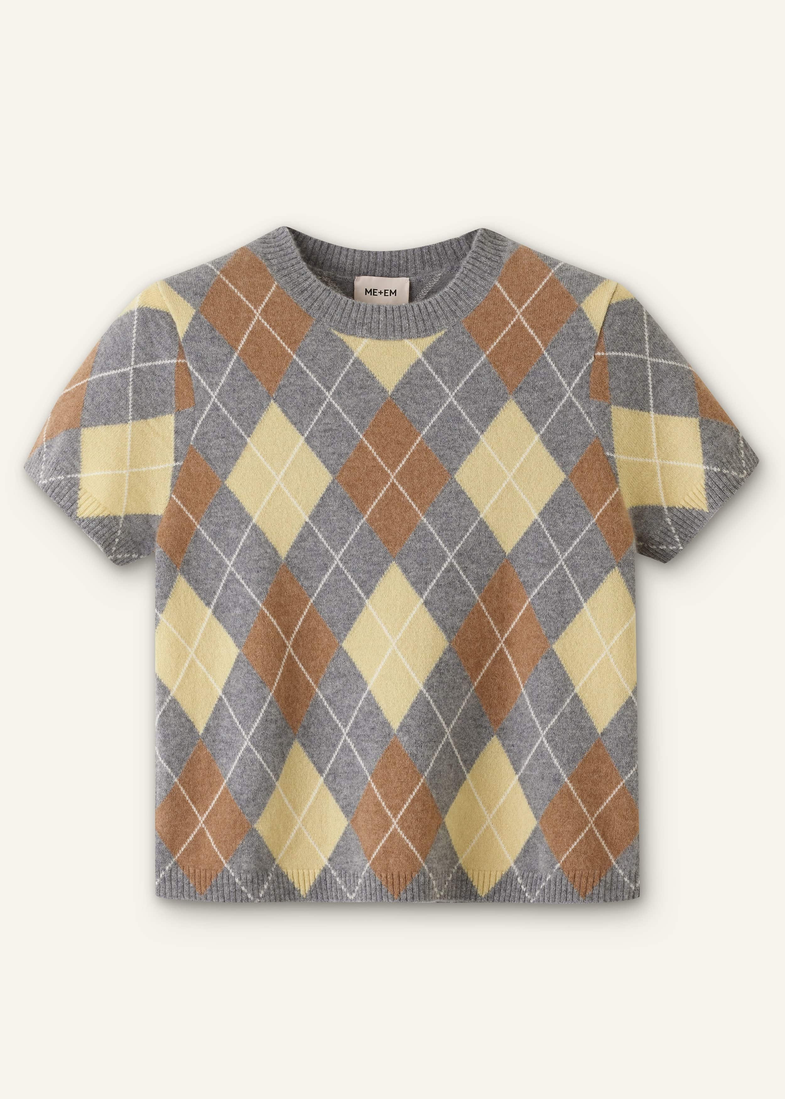 Yellow Cashmere Argyle Baby Tee