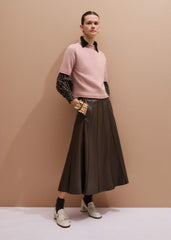 Pink Cashmere Roll Trim Knit Tee