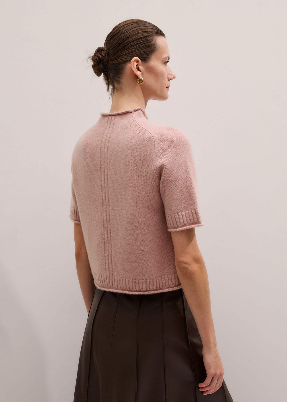 Pink Cashmere Roll Trim Knit Tee