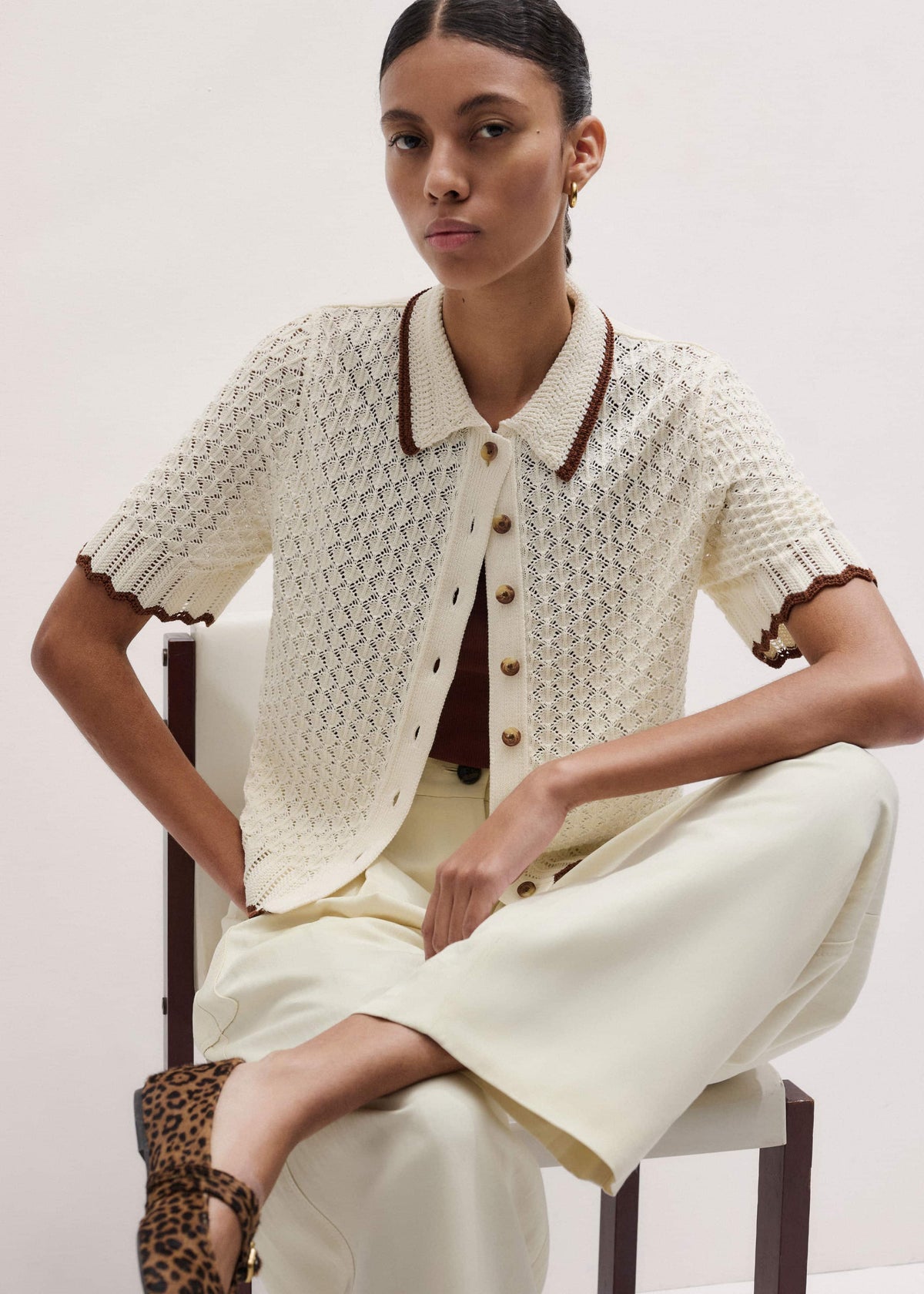 Cream Straight Knit Tee