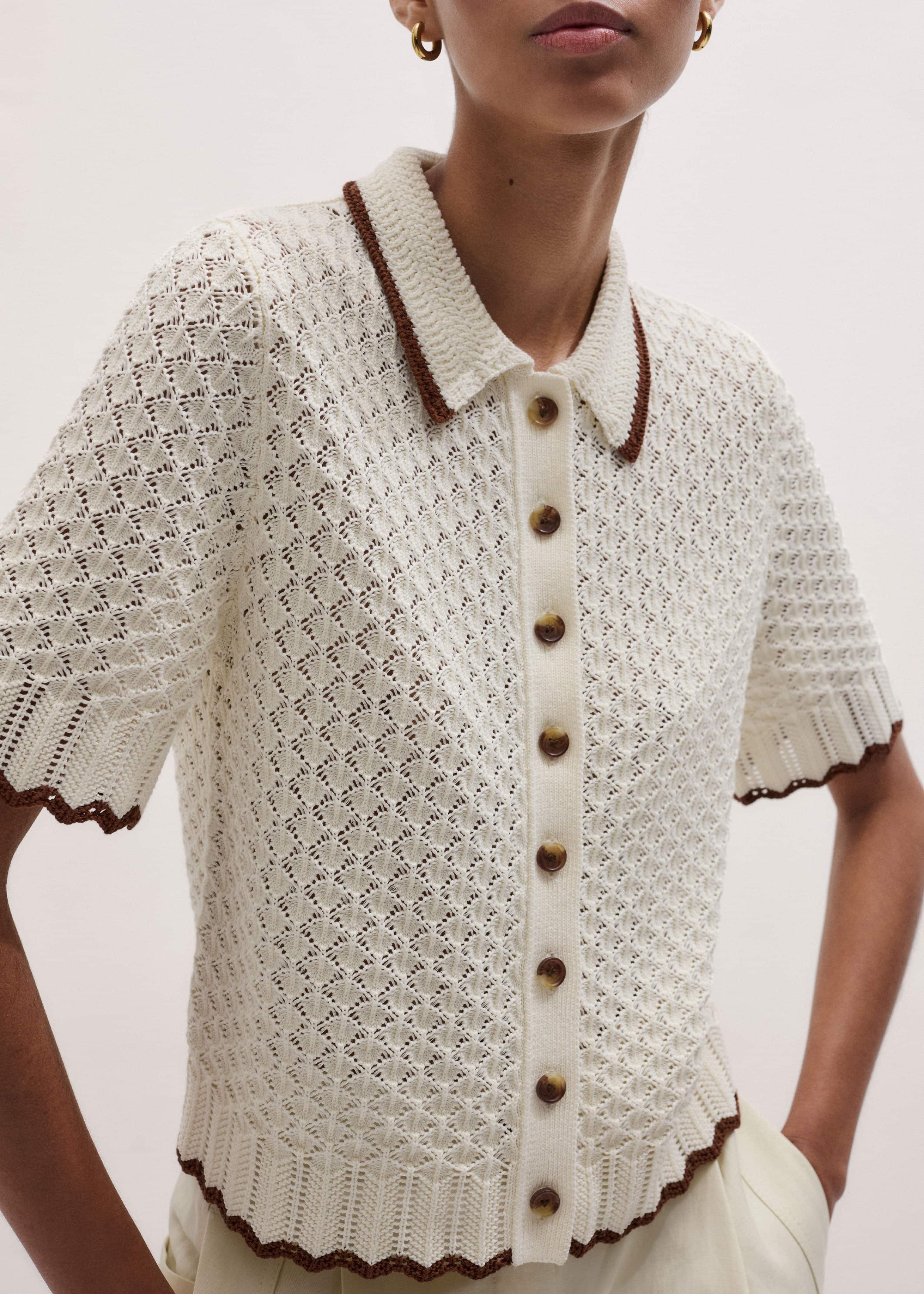 Cream Straight Knit Tee